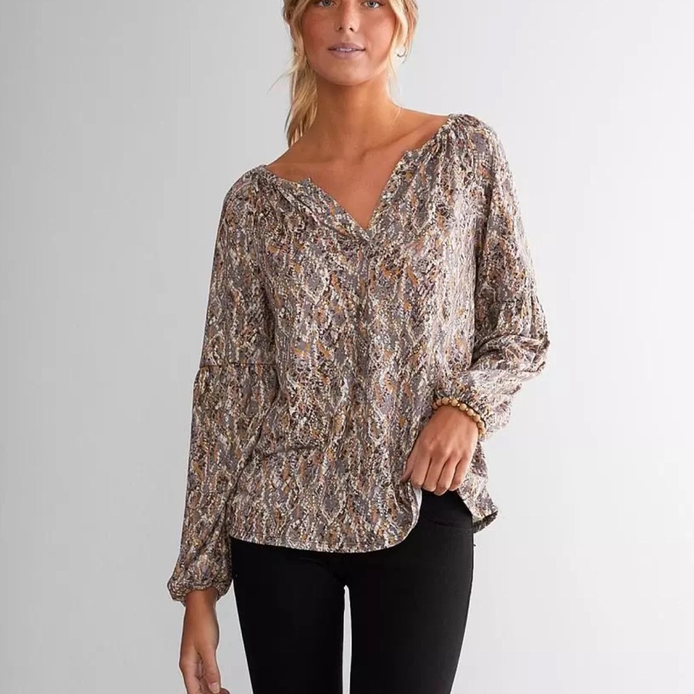 Day trip medium brown palette snake skin print top
